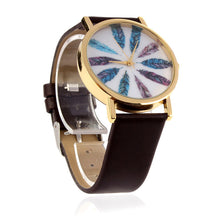 Retro Feather Dial Leather Band Quartz Analog Wrist Watches Watch