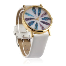 Retro Feather Dial Leather Band Quartz Analog Wrist Watches Watch