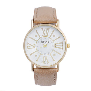 Women Diamond Roman Numerals Leather Watch Quartz WristWatch Watches