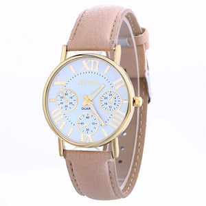 Women Creative Geneva Watch Leather Straplt Table Watch