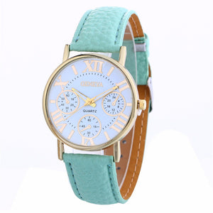 Women Creative Geneva Watch Leather Straplt Table Watch