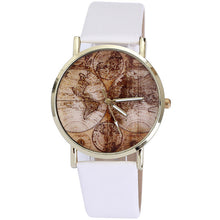 Women's World Map Leather Band Analog Quartz Wrist Watch Watches