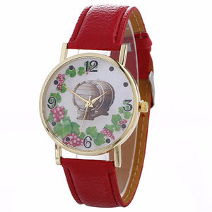 Women Creative Pattern Quartz Watch Leather Straplt Table Watch