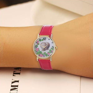 Women Creative Pattern Quartz Watch Leather Straplt Table Watch