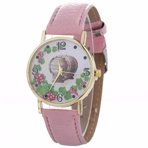 Women Creative Pattern Quartz Watch Leather Straplt Table Watch