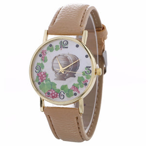 Women Creative Pattern Quartz Watch Leather Straplt Table Watch