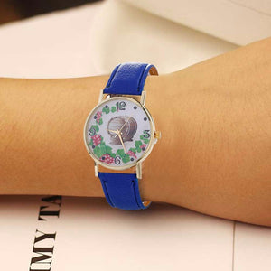 Women Creative Pattern Quartz Watch Leather Straplt Table Watch