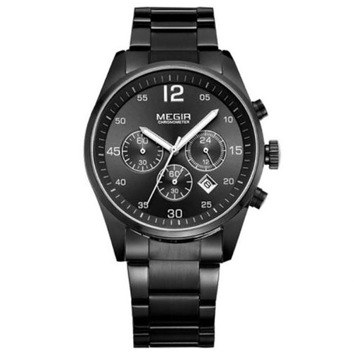 Fashion Chronograph Watch Military Quartz Watches Stainless Steel Business Wrist