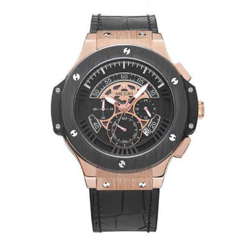 Men's Watch Leathter Chronograph Military Watches Sports Quartz Wristwatches