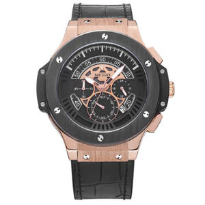 Men's Watch Leathter Chronograph Military Watches Sports Quartz Wristwatches