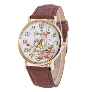 Geneva Fashion Women Flowers Watches Sport Analog Quartz Wrist Watch