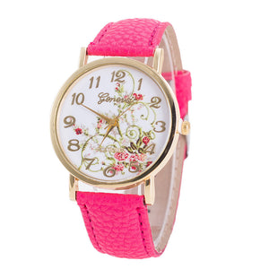 Geneva Fashion Women Flowers Watches Sport Analog Quartz Wrist Watch