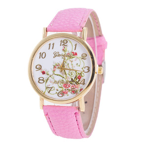 Geneva Fashion Women Flowers Watches Sport Analog Quartz Wrist Watch