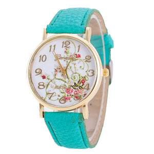 Geneva Fashion Women Flowers Watches Sport Analog Quartz Wrist Watch