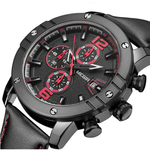 New Men Sport Watch Leather Strap Chronograph Quartz Army Military Watches Clock Men